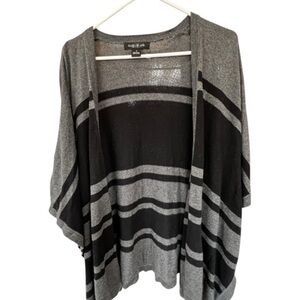 August Silk Gray and Black Striped Poncho